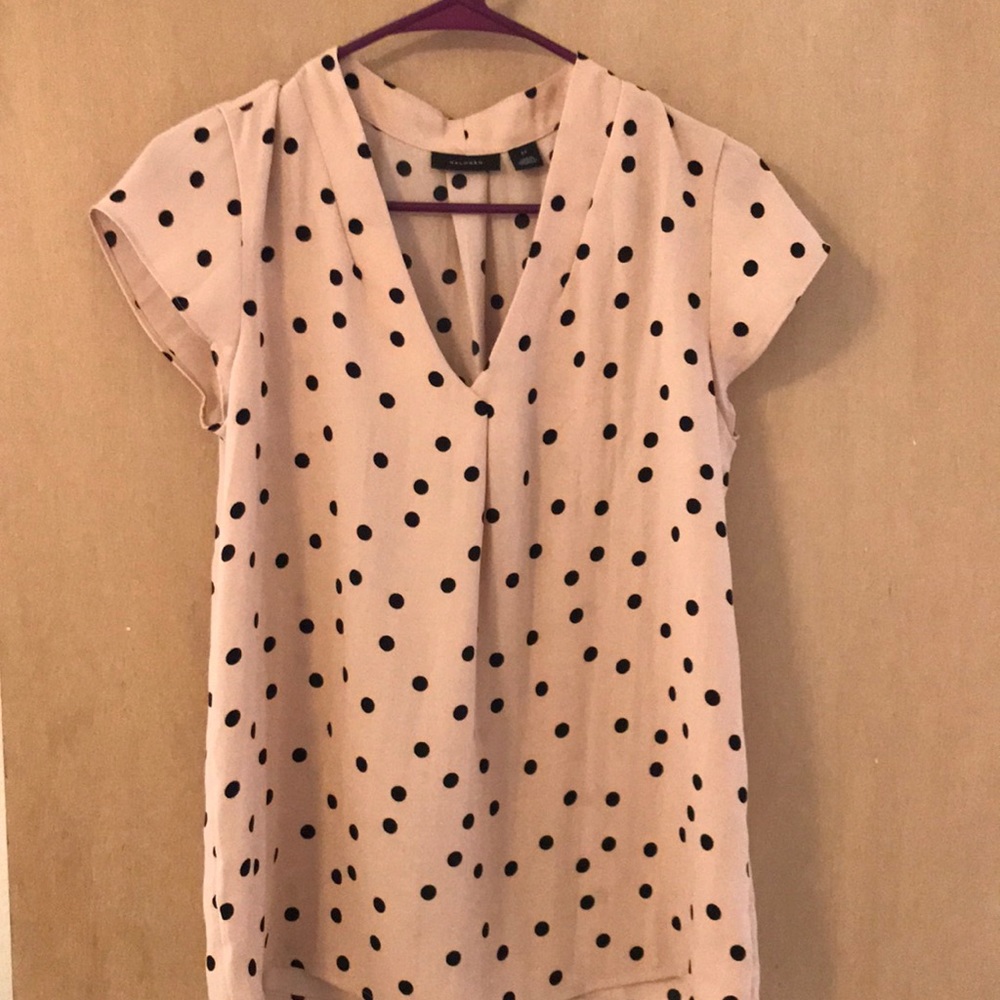 Halogen light pink polka dot blouse